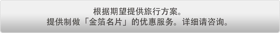 根据期望提供旅行方案 提供制做「金箔名片」的优惠服务 详细请咨询